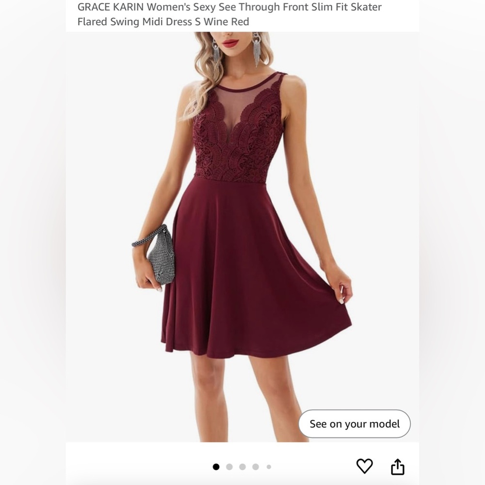 Women's Sexy See Through Front Slim Fit Skater Flared Swing Midi